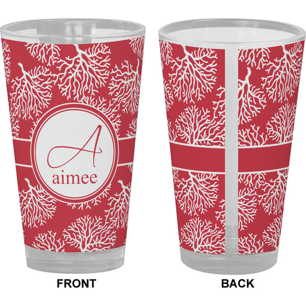 Coral Pint Glass - Full Color - Front & Back Views