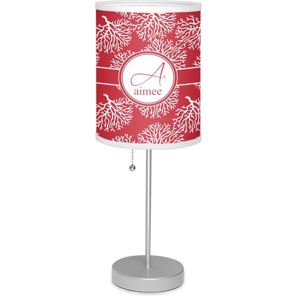 Custom Coral 7" Drum Lamp with Shade Linen (Personalized)