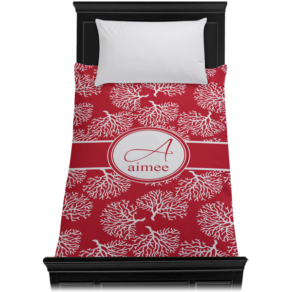 Coral Duvet Cover - Twin - On Bed - No Prop