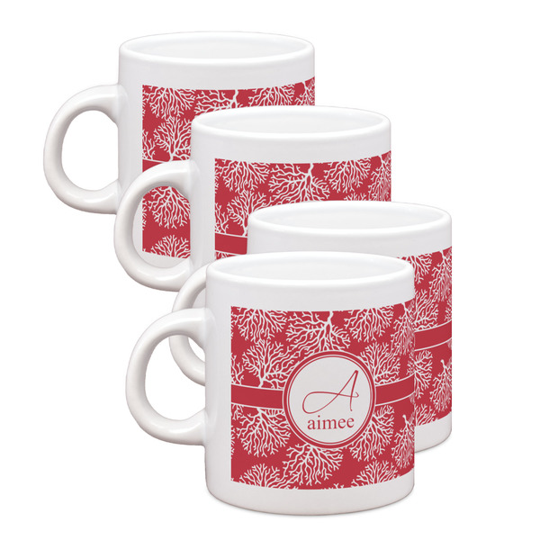 Custom Coral Single Shot Espresso Cups - Set of 4 (Personalized)