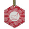 Coral Frosted Glass Ornament - Hexagon