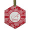 Coral Flat Glass Ornament - Hexagon w/ Name and Initial