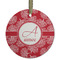 Coral Frosted Glass Ornament - Round
