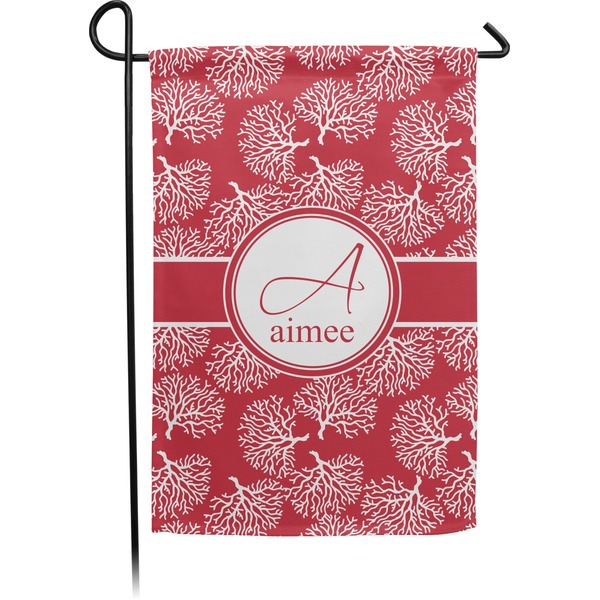 Custom Coral Small Garden Flag - Double Sided w/ Name and Initial