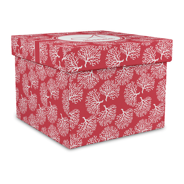 Custom Coral Gift Box with Lid - Canvas Wrapped - Large (Personalized)