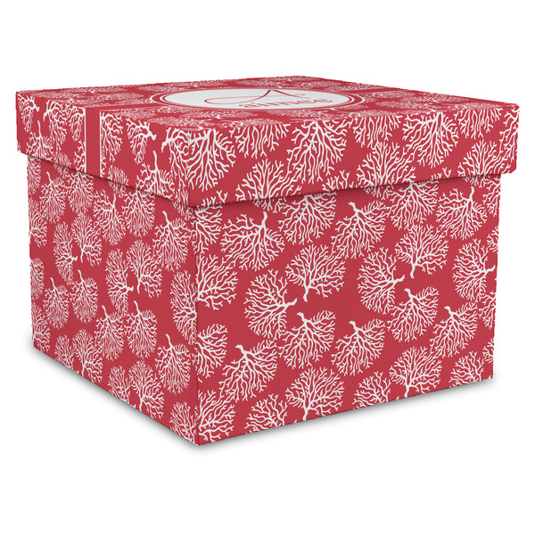 Custom Coral Gift Box with Lid - Canvas Wrapped - X-Large (Personalized)