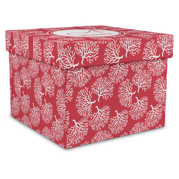 Custom Coral Gift Box with Lid - Canvas Wrapped - XX-Large (Personalized)
