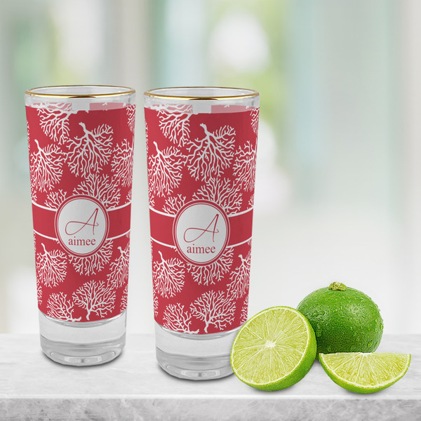 Coral Glass Shot Glass - 2 oz - LIFESTYLE