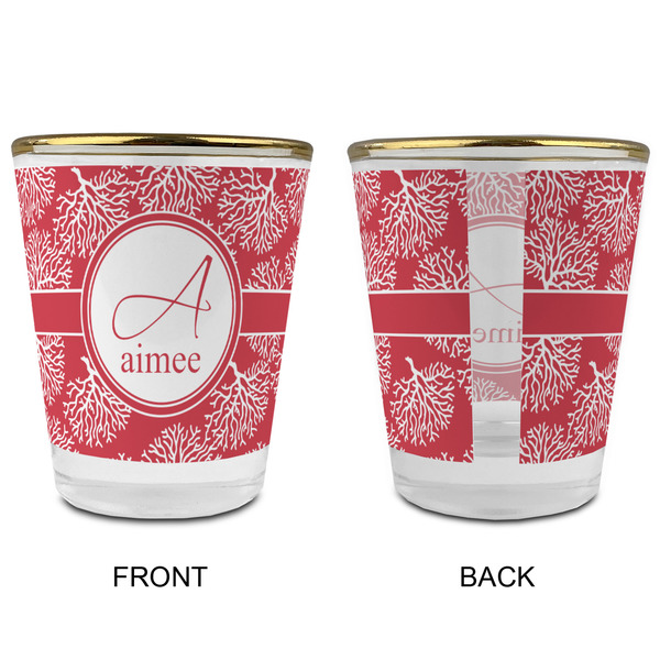 Coral Glass Shot Glass - with gold rim - APPROVAL