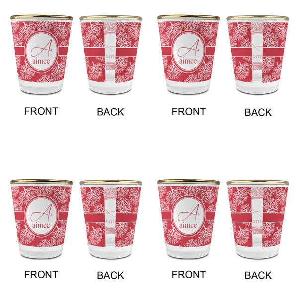 Coral Glass Shot Glass - with gold rim - Set of 4 - APPROVAL