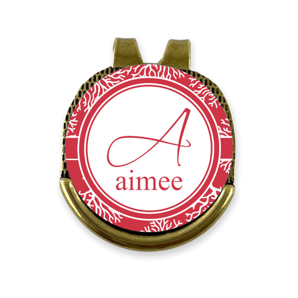 Custom Coral Golf Ball Marker - Hat Clip - Gold