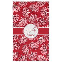 Coral Golf Towel - Poly-Cotton Blend w/ Name and Initial