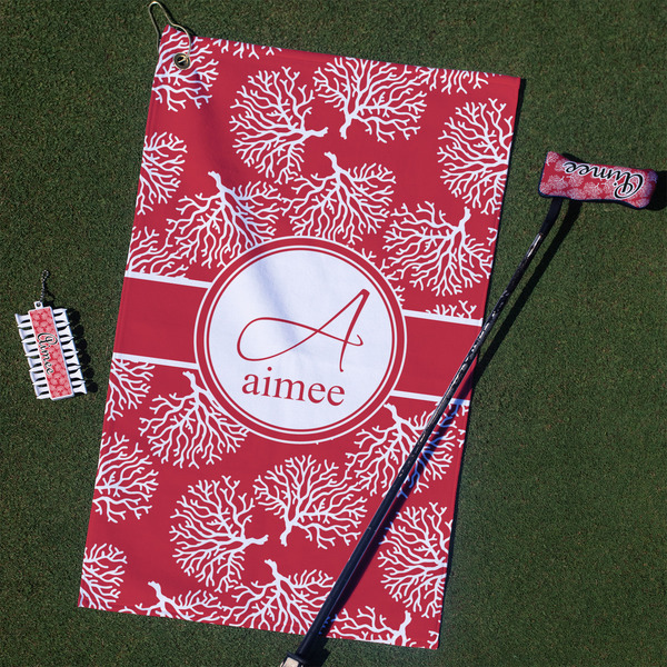 Custom Coral Golf Towel Gift Set (Personalized)