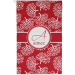 Coral Golf Towel - Poly-Cotton Blend - Small w/ Name and Initial
