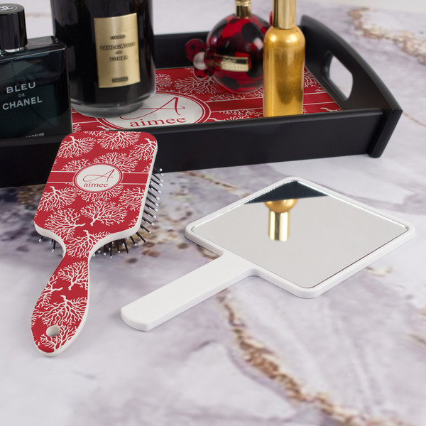 Coral Hair Brush - With Hand Mirror