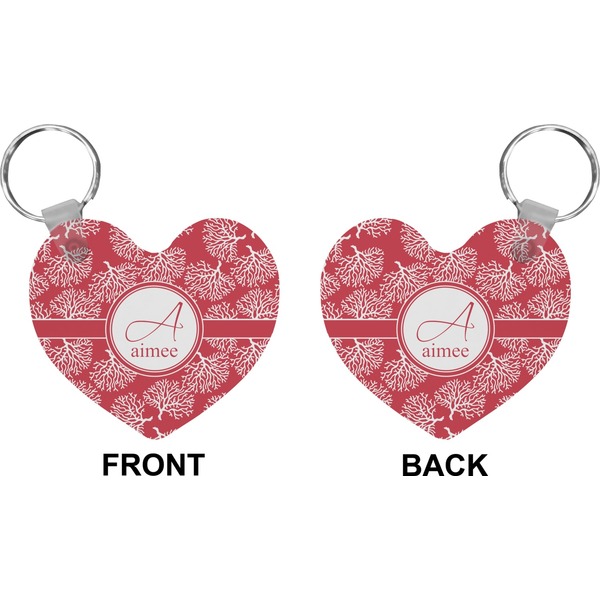Coral Heart Keychain (Front + Back)
