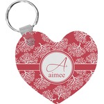 Coral Heart Plastic Keychain w/ Name and Initial