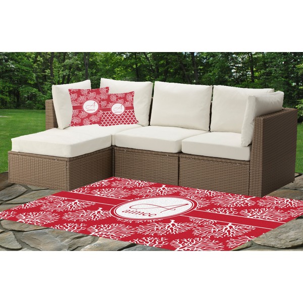 Coral Outdoor Mat & Cushions