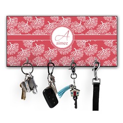 Coral Key Hanger w/ 4 Hooks w/ Name and Initial