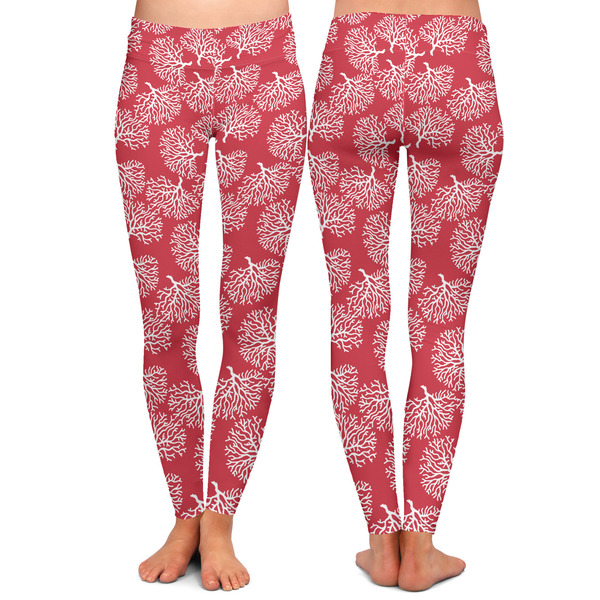 Coral Ladies Leggings - Front and Back