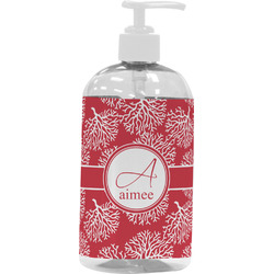 Coral Plastic Soap / Lotion Dispenser (16 oz - Large - White) (Personalized)