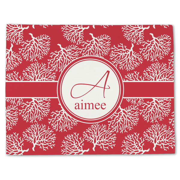 Custom Coral Single-Sided Linen Placemat - Single w/ Name and Initial