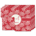 Coral Linen Placemat w/ Name and Initial