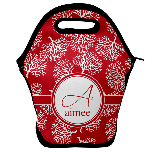 Custom Coral Lunch Bag w/ Name and Initial