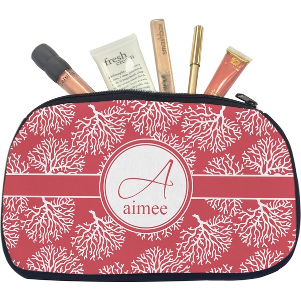 Custom Coral Makeup / Cosmetic Bag - Medium (Personalized)