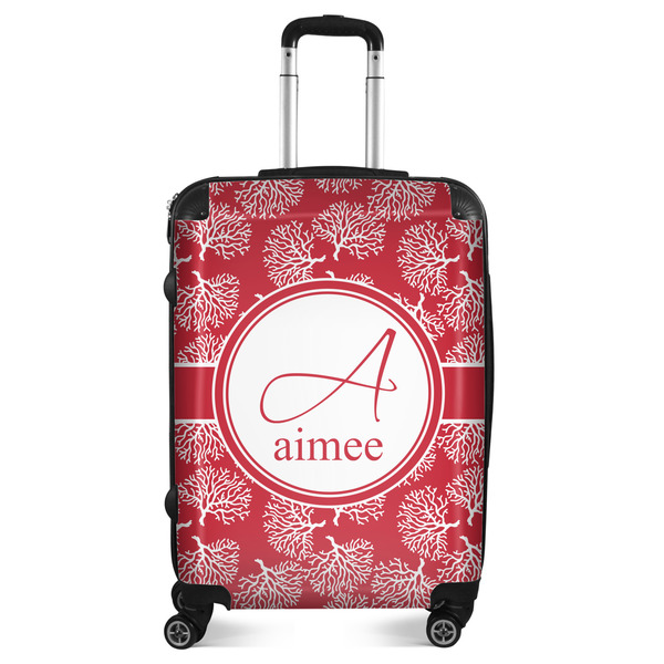 Custom Coral Suitcase - 24" Medium - Checked (Personalized)