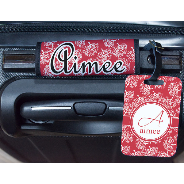 Coral Metal Luggage Tag & Handle Wrap - In Context