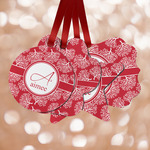 Coral Metal Ornaments - Double Sided w/ Name and Initial
