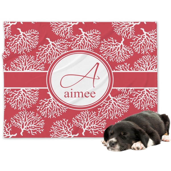 Custom Coral Dog Blanket - Large (Personalized)