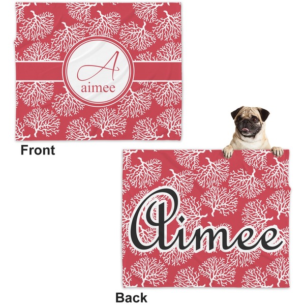 Coral Microfleece Dog Blanket - Large- Front & Back