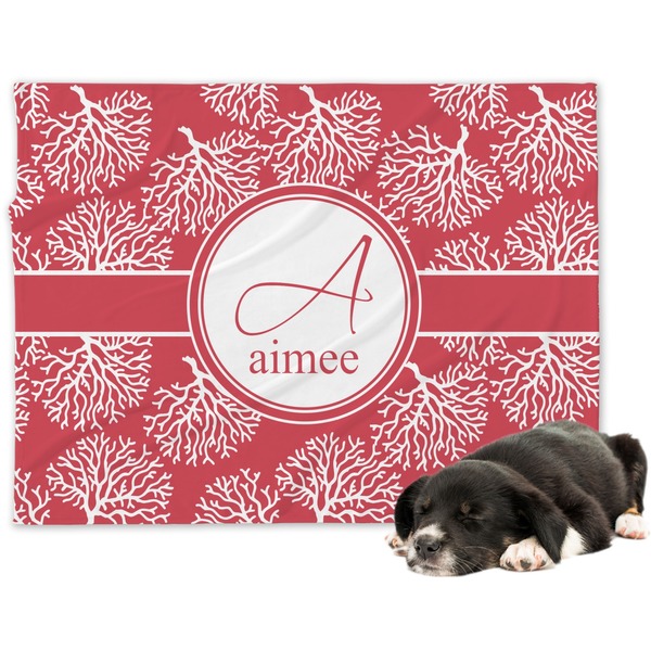 Custom Coral Dog Blanket (Personalized)