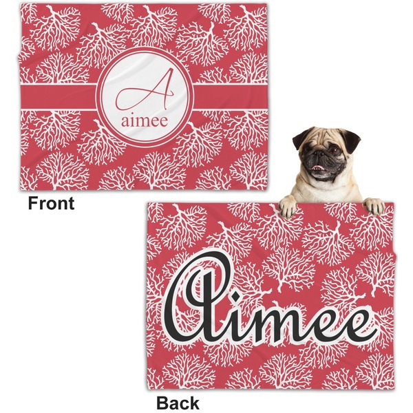 Coral Microfleece Dog Blanket - Regular - Front & Back