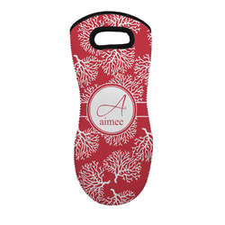 Coral Neoprene Oven Mitt w/ Name and Initial