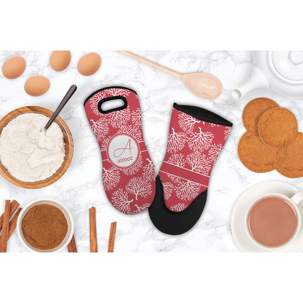 Coral Neoprene Oven Mitt - Lifestyle Image