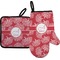 Coral Oven Mitt & Pot Holder Set w/ Name and Initial