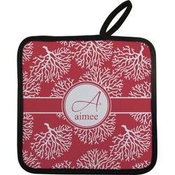 Coral Pot Holder w/ Name and Initial