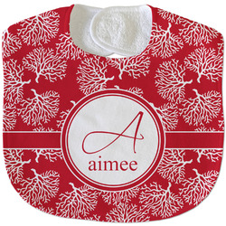 Coral Velour Baby Bib w/ Name and Initial