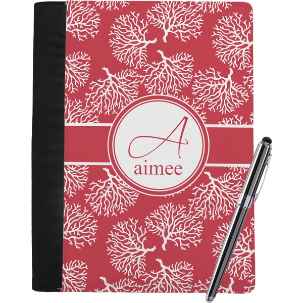 Custom Coral Notebook Padfolio - Large w/ Name and Initial