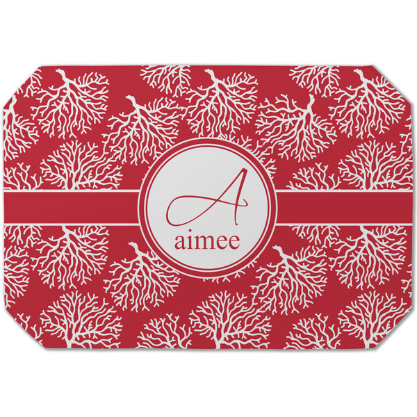 Custom Coral Dining Table Mat - Octagon (Single-Sided) w/ Name and Initial
