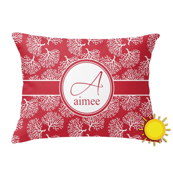 Custom Coral Outdoor Throw Pillow (Rectangular) (Personalized)