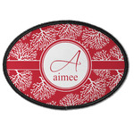 Coral Iron On Oval Patch w/ Name and Initial