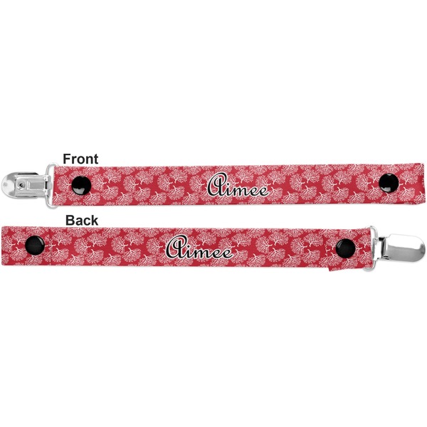 Coral Pacifier Clip - Front and Back