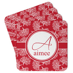 Coral Paper Coasters w/ Name and Initial
