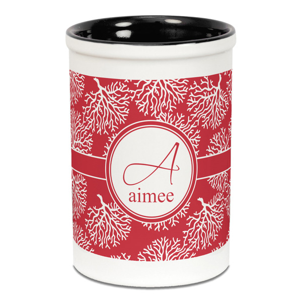 Custom Coral Ceramic Pencil Holders - Black