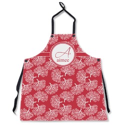 Coral Apron Without Pockets w/ Name and Initial