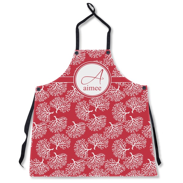Custom Coral Apron Without Pockets w/ Name and Initial
